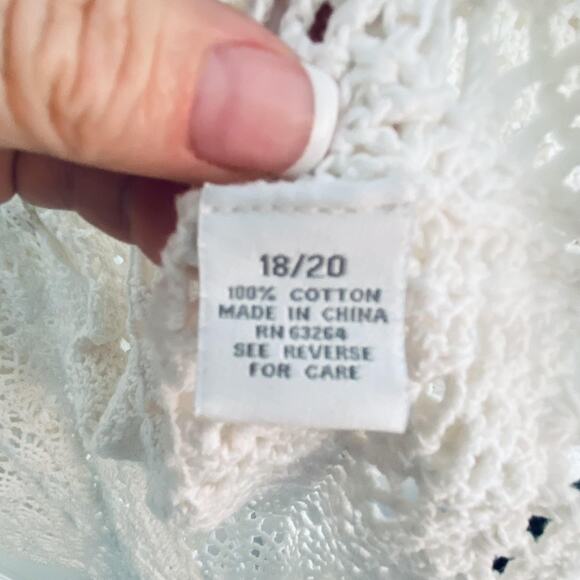 Dressbarn Sweater Womens 18 20 White Crochet Button Front Short Sleeve Cardigan - Picture 4 of 5